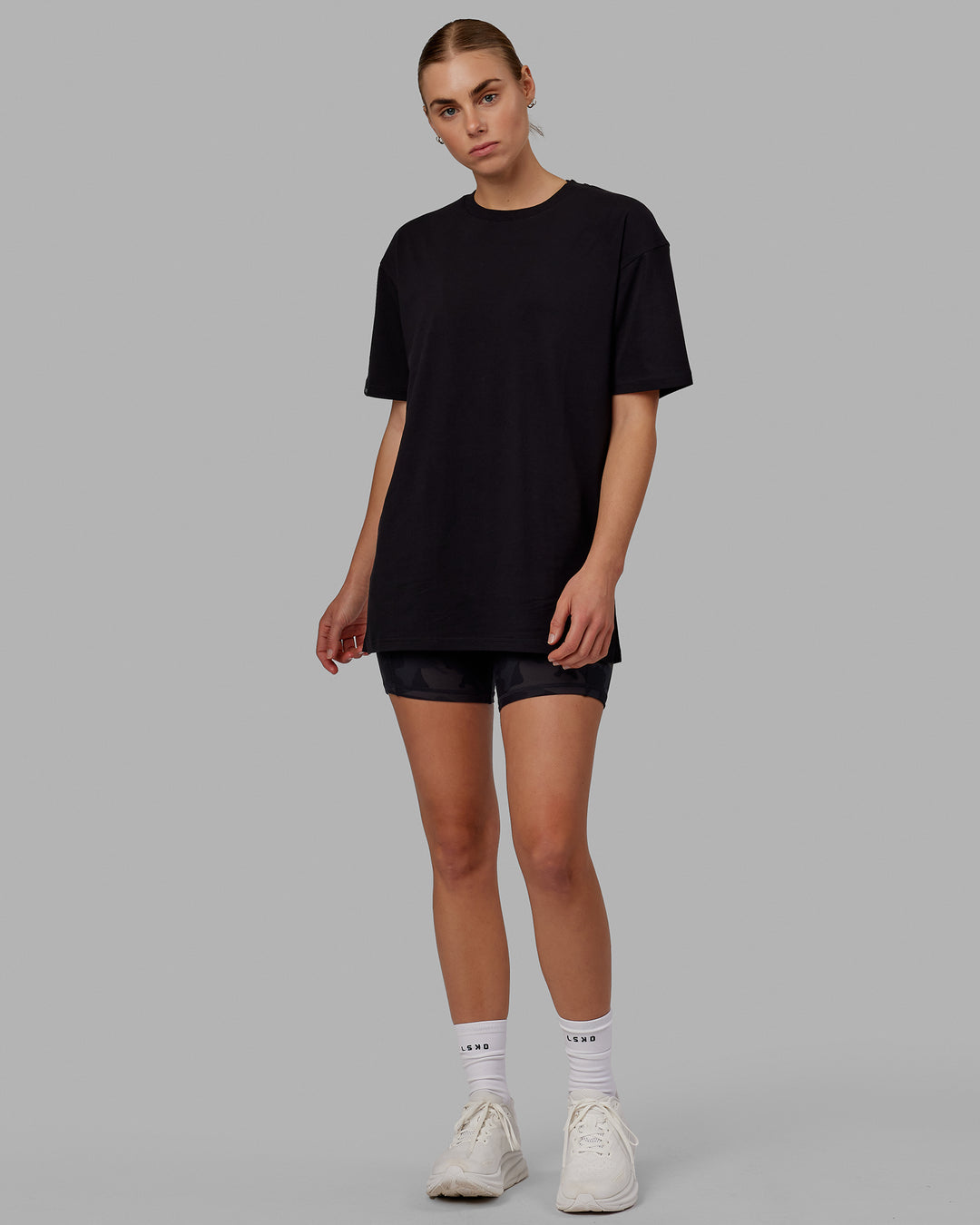 Woman wearing Unisex You Got This FLXCotton Oversize Tee - Black-Pink