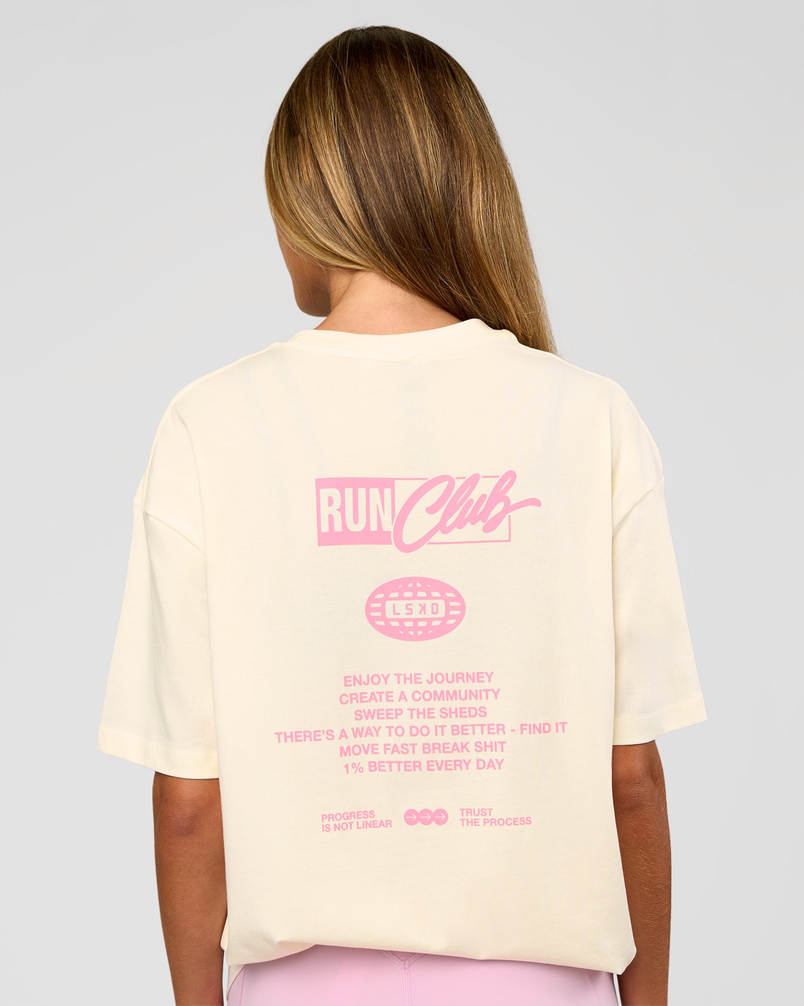 Values Run Club FLXCotton Tee - Off White-Candy Pink | LSKD