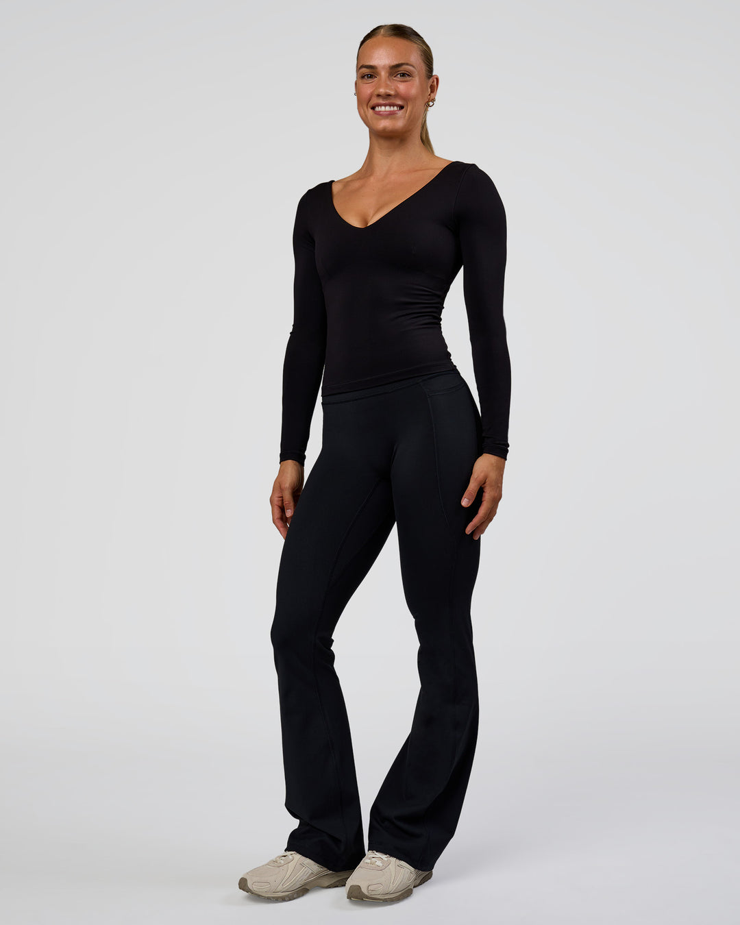 Woman wearing Vitality Long Sleeve Top - Black | Model:Maja | Size:XS - view 6