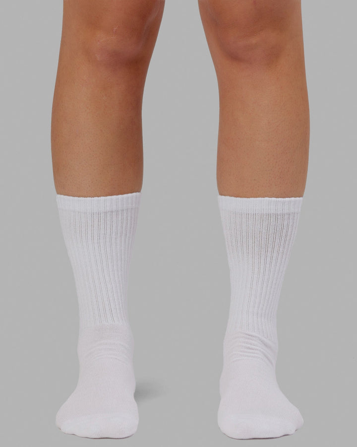 Brand Crew Socks - White