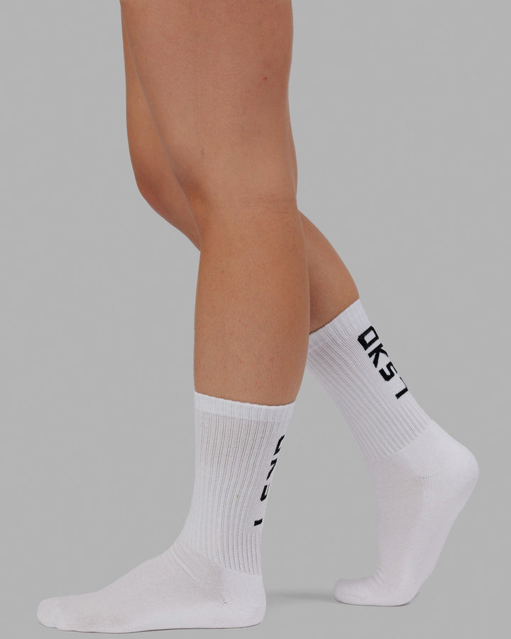 Brand Crew Socks - White