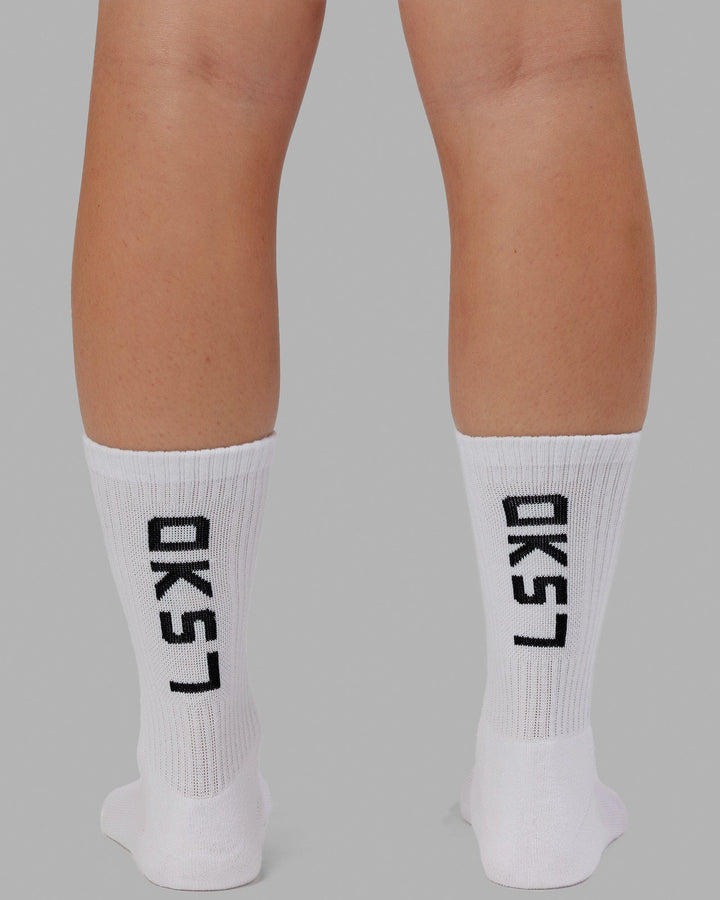 Brand Crew Socks - White