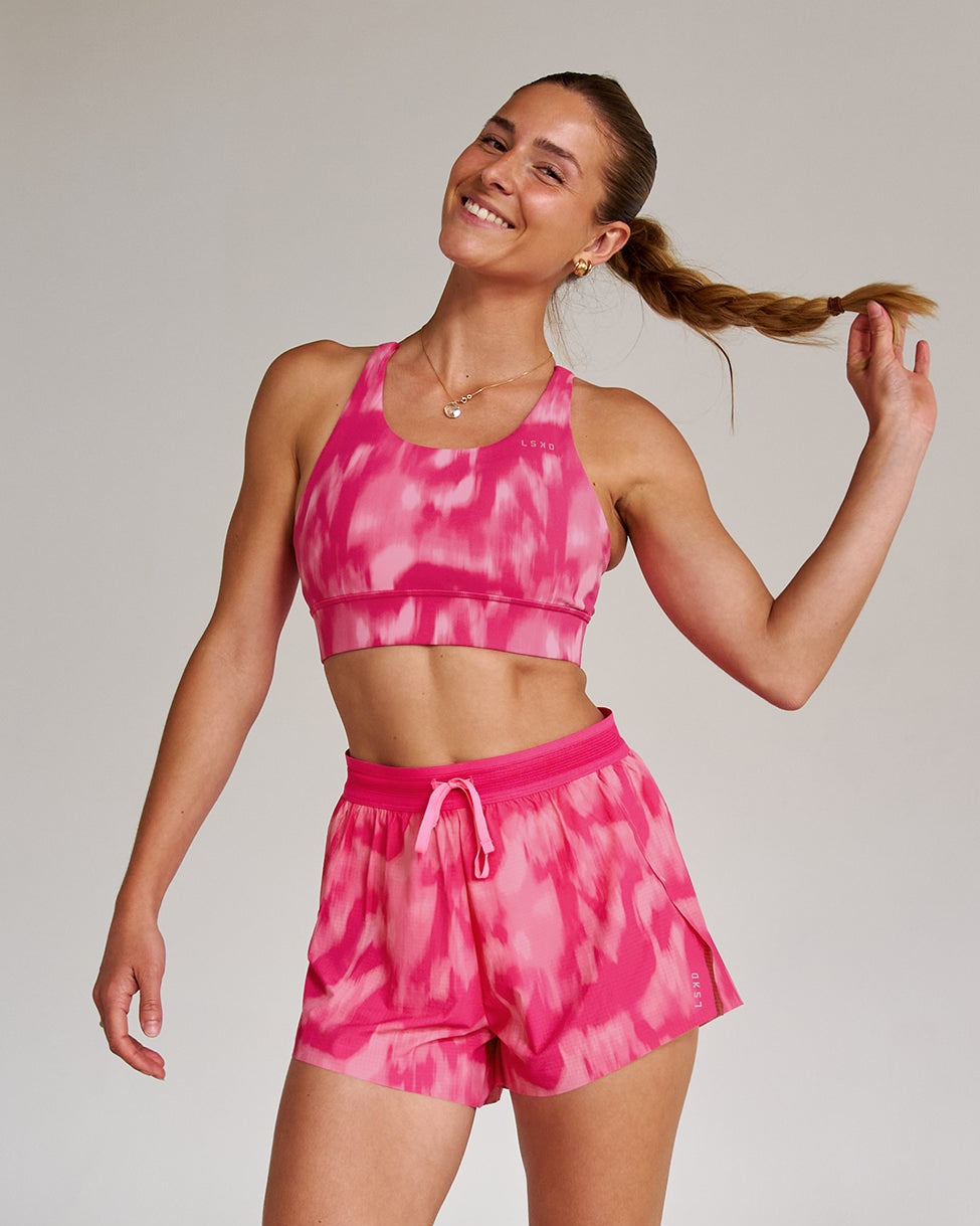 Campaign image of Accelerate Sports Bra - Radiant Pink
