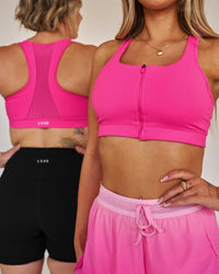 Campaign image of Empowered Sports Bra - Ultra Pink | Thumbnail Index: 4
