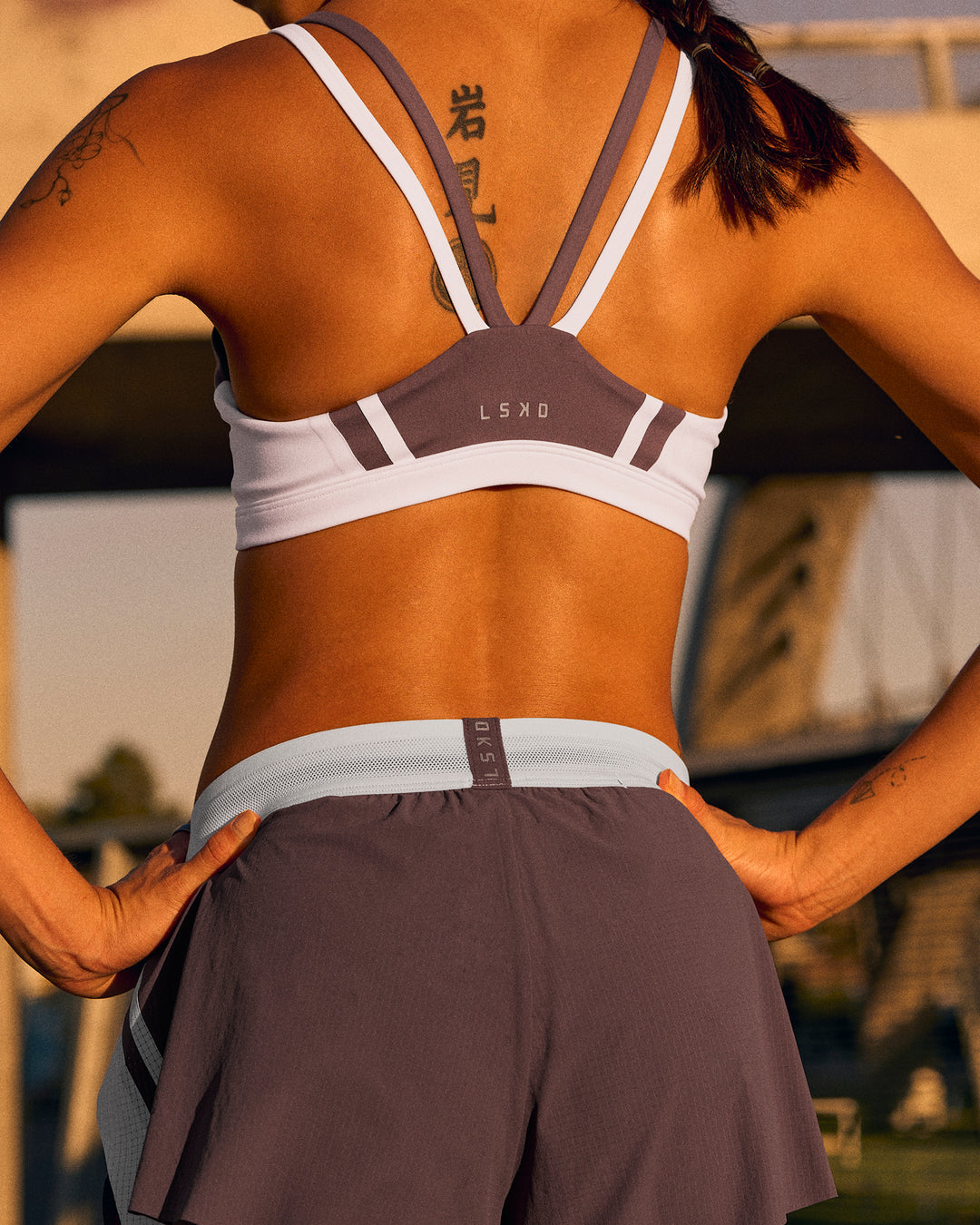 Campaign image of Force Sports Bra - Cocoa Powder - view 3