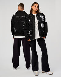 Duo wearing Andrew J. Steel x LSKD Bomber Jacket - Black | Model:Jaiden | Size:L | Model:Bianca | Size:S | Thumbnail Index: 7