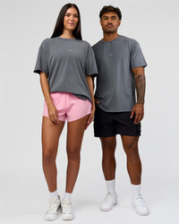 Duo wearing Built On Values FLXCotton Oversized Tee - Dark Storm Washed-Pink Rose | Model:Xav | Size:L | Model:Rhiley | Size:XS | Thumbnail Index: 3