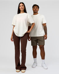 Duo wearing Built On Values FLXCotton Oversized Tee - Off White-Pink Rose | Model:Xav | Size:L | Model:Rhiley | Size:XS | Thumbnail Index: 4