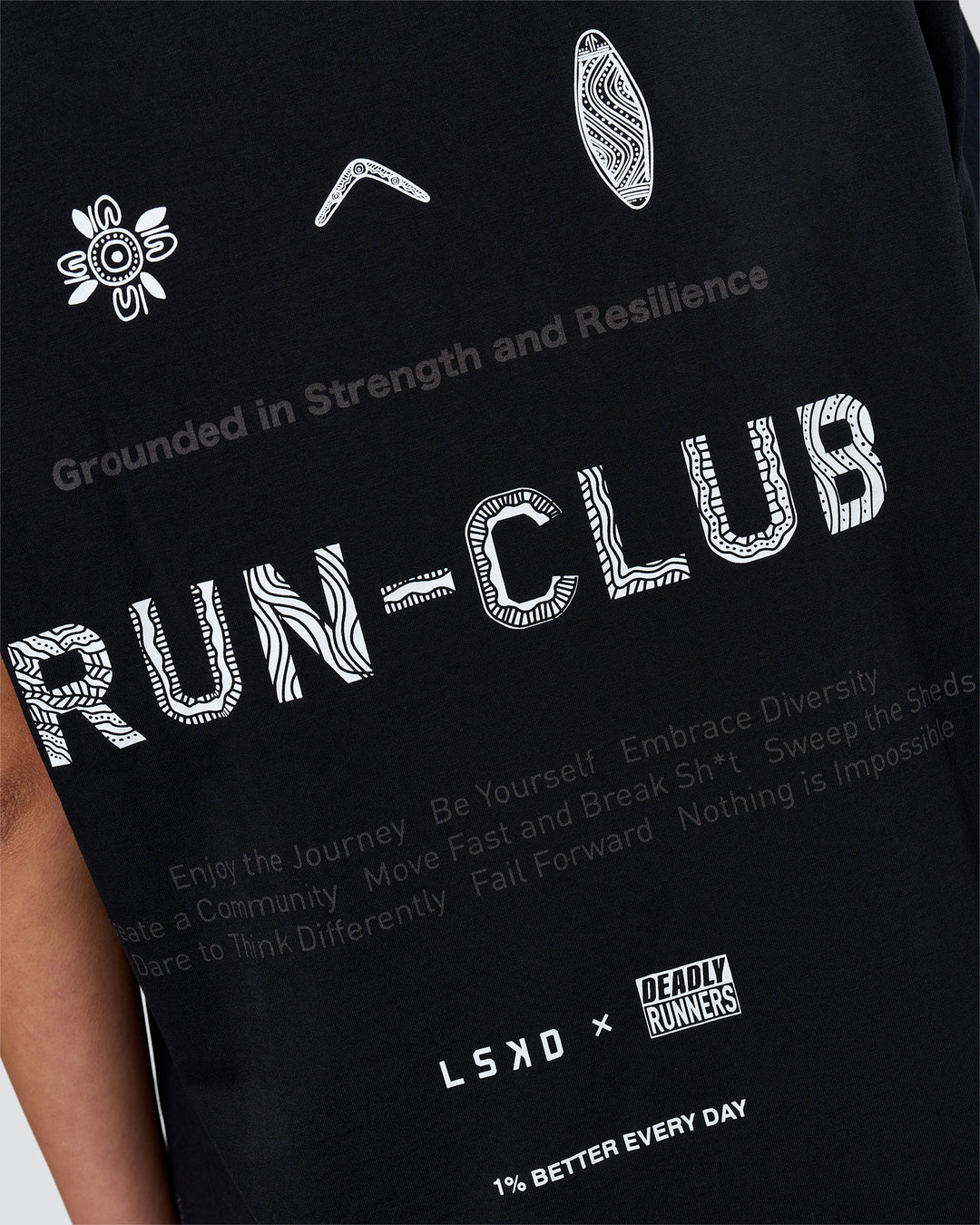 Duo wearing Deadly Runners Run Club FLXCotton Oversize Tee - Black | Model:Bella | Size:S | Model:Jaiden | Size:M - view 19