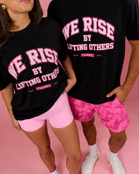 Duo wearing BCAM FLXCotton Graphic Oversized Tee - Black | Model:Bianca | Size:S | Model:Albert | Size:M | Thumbnail Index: 9