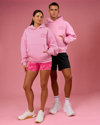 Duo wearing BCAM Heavyweight Boxy Hoodie - Pink Rose | Model:Bianca | Size:S | Model:Albert | Size:M | Thumbnail Index: 3