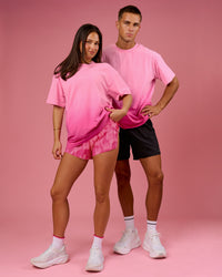 Duo wearing BCAM Ombre Heavyweight FLXCotton Oversized Tee  - Pink Rose-Ultra Pink | Model:Bianca | Size:S | Model:Albert | Size:M | Thumbnail Index: 6