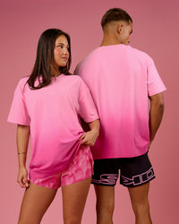 Duo wearing BCAM Ombre Heavyweight FLXCotton Oversized Tee  - Pink Rose-Ultra Pink | Model:Bianca | Size:S | Model:Albert | Size:M | Thumbnail Index: 12