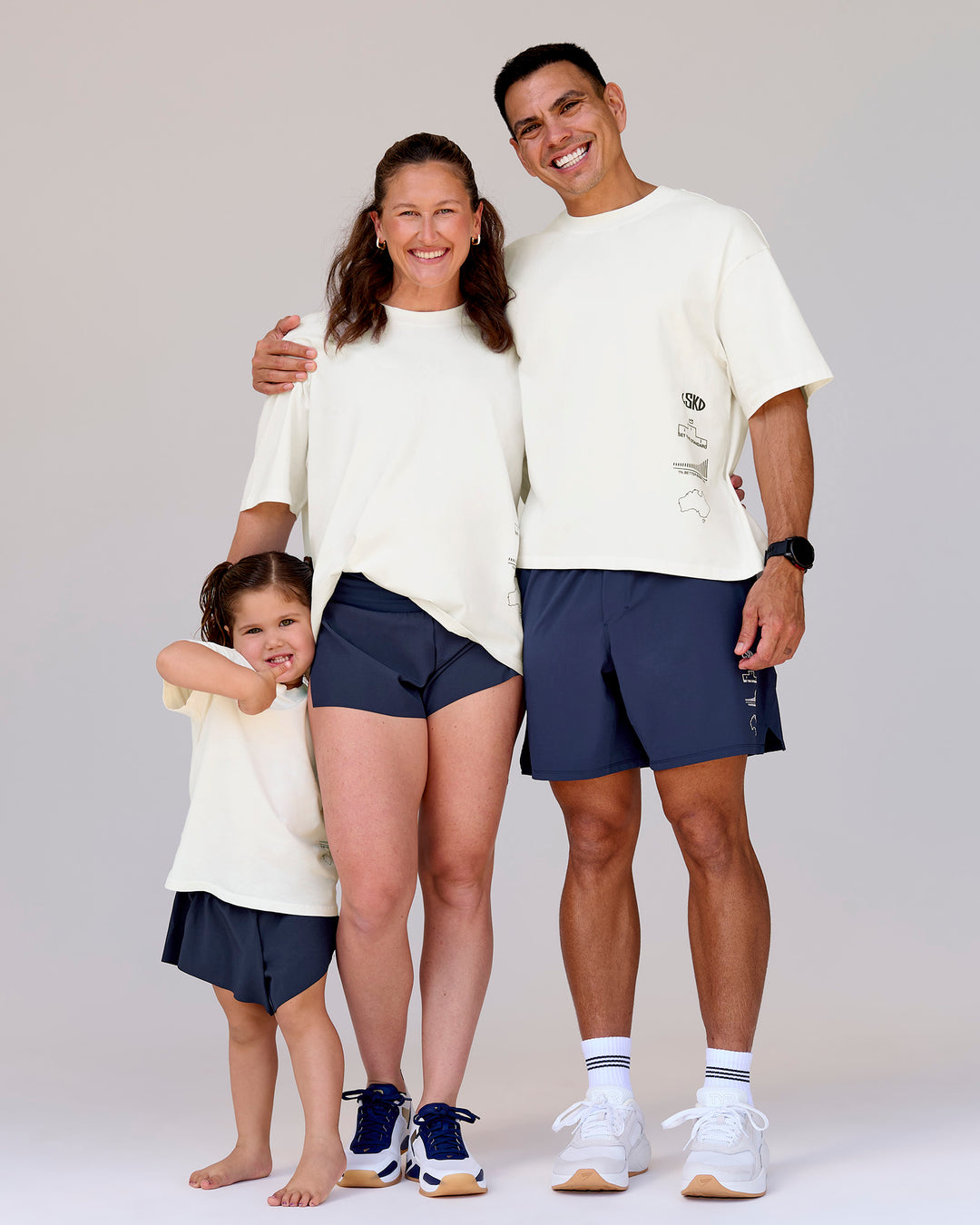 Duo wearing Greatest of All Time Heavyweight FLXCotton Oversized Tee - Off White Washed-Scarlet | Model:Tia | Size:S | Model:Shane | Size:L - view 24