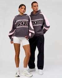 Duo wearing Vibe Oversized Hoodie - Duskstone-Marshmallow | Model:Bianca | Size:XS | Model:Albert | Size:M | Thumbnail Index: 6