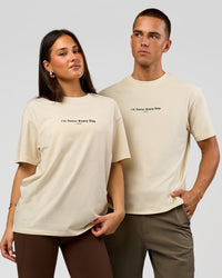 Duo wearing VS6 1% Better FLXCotton Oversize Tee - Vanilla Bean | Model:Bianca | Size:XS | Model:Albert | Size:M | Thumbnail Index: 0