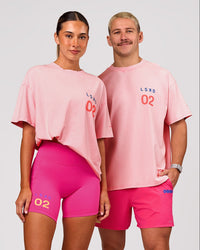 Duo wearing Hybrid Elements Heavyweight FLXCotton Oversized Tee  - Marshmallow Washed | Model:Charli | Size:XS | Model:Jaiden | Size:L | Thumbnail Index: 0