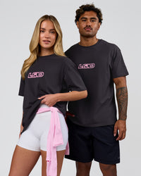 Duo wearing SoCal 26 FLXCotton Oversize Tee  - Onyx-Pink Rose | Model:Issy | Size:XS | Model:Xav | Size:L | Thumbnail Index: 12