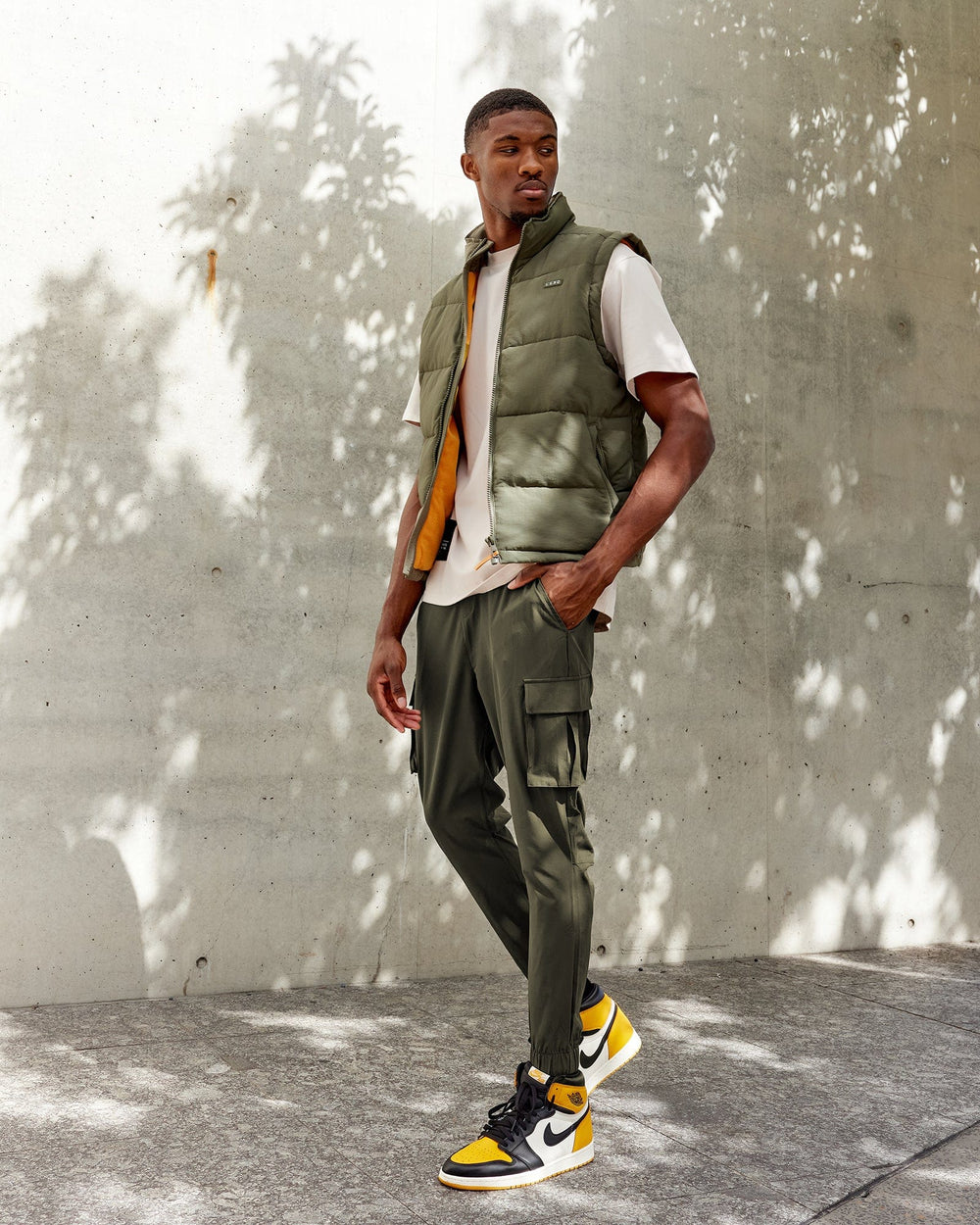 Man wearing Energy Stretch Performance Cargo Joggers - Forest Night