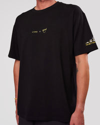 Man wearing TGHF X LSKD 26 FLXCotton Oversized Tee - Black | Model:Cooper | Size:L | Thumbnail Index: 4