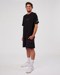 Man wearing TGHF X LSKD 26 FLXCotton Oversized Tee - Black | Model:Cooper | Size:L | Thumbnail Index: 8
