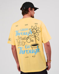 Man wearing TGHF X LSKD 26 FLXCotton Oversized Tee - Lemon | Model:Cooper | Size:L | Thumbnail Index: 0