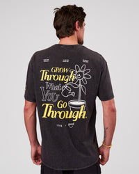 Man wearing TGHF X LSKD 26 FLXCotton Oversized Tee - Black Washed | Model:Cooper | Size:L | Thumbnail Index: 0