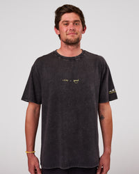 Man wearing TGHF X LSKD 26 FLXCotton Oversized Tee - Black Washed | Model:Cooper | Size:L | Thumbnail Index: 2