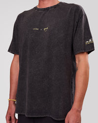 Man wearing TGHF X LSKD 26 FLXCotton Oversized Tee - Black Washed | Model:Cooper | Size:L | Thumbnail Index: 4