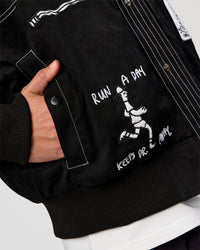 Man wearing Andrew J. Steel x LSKD Bomber Jacket - Black | Model:Jaiden | Size:L | Thumbnail Index: 10