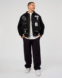 Man wearing Andrew J. Steel x LSKD Bomber Jacket - Black | Model:Jaiden | Size:L | Thumbnail Index: 15