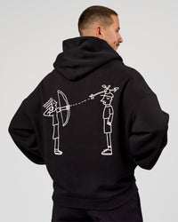 Man wearing Andrew J. Steel x LSKD Boxy Hoodie - Black | Model:Jaiden | Size:L | Thumbnail Index: 1