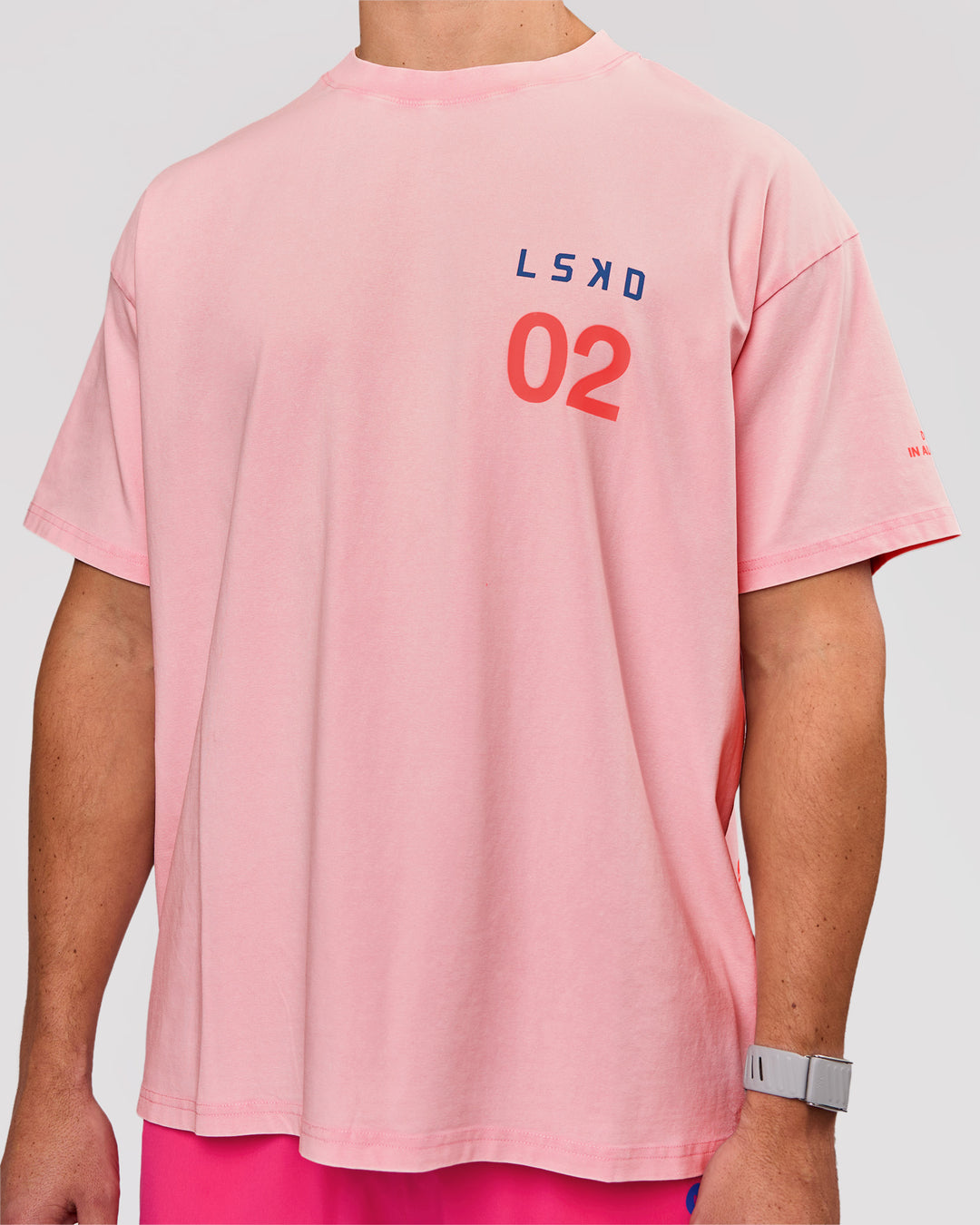 Man wearing Hybrid Elements Heavyweight FLXCotton Oversized Tee  - Marshmallow Washed | Model:Jaiden | Size:L - view 14