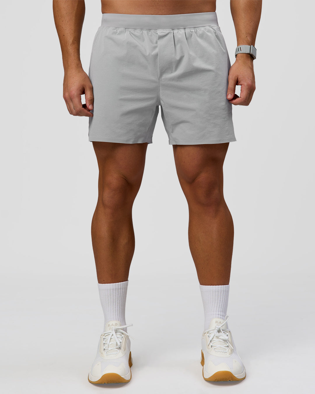 Man wearing Hybrid Lined 5" Short - Alloy | Model:Jaiden | Size:L - view 6