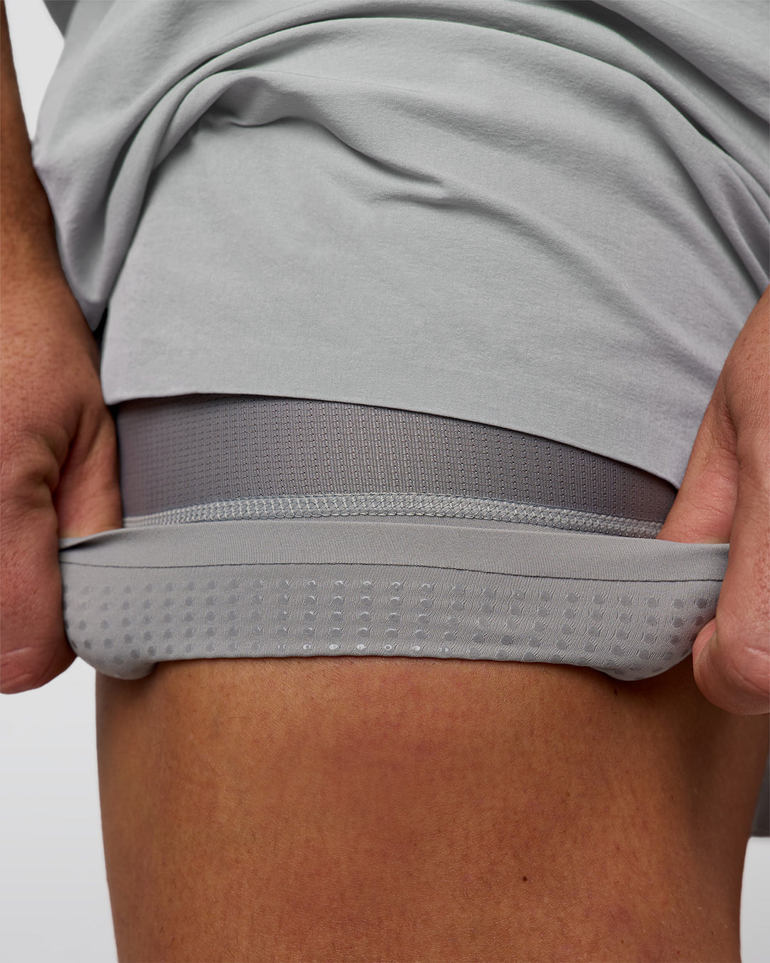 Man wearing Hybrid Lined 5" Short - Alloy | Model:Jaiden | Size:L - view 3