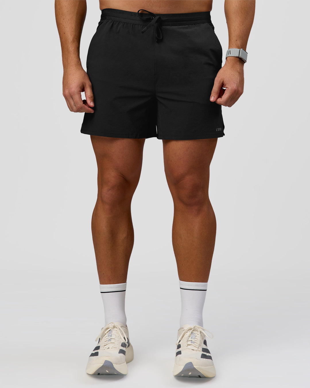 Man wearing Pace 5" Lined Ripstop Short - Black | Model:Jaiden | Size:L - view 2