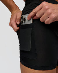 Man wearing Pace 5" Lined Ripstop Short - Black | Model:Jaiden | Size:L | Thumbnail Index: 4