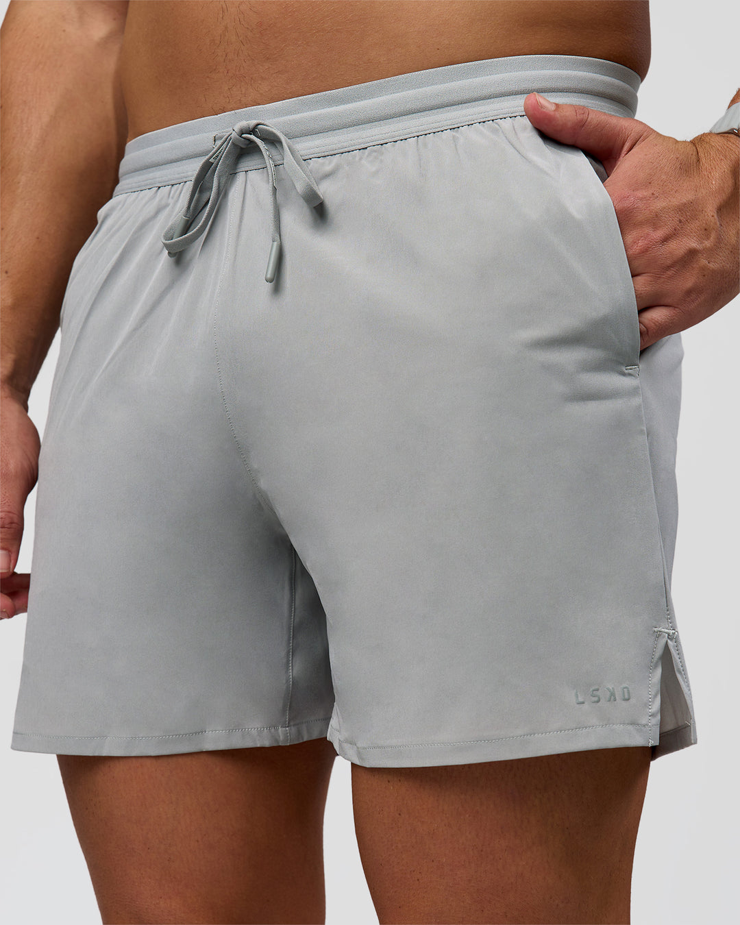 Man wearing Pace 5" Lined Running Short - Alloy | Model:Jaiden | Size:L - view 2