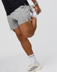 Man wearing Pace 5" Lined Running Short - Alloy | Model:Jaiden | Size:L | Thumbnail Index: 7