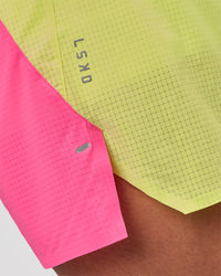 Man wearing UltraAir 5" Lined Performance Short - Sugar Plum-Lime Glo | Model:Jaiden | Size:L | Thumbnail Index: 10