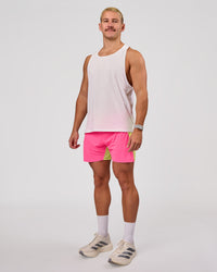 Man wearing UltraAir 5" Lined Performance Short - Sugar Plum-Lime Glo | Model:Jaiden | Size:L | Thumbnail Index: 4