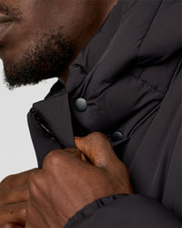 Man wearing Base Puffer Jacket - Black | Model:Okello | Size:L | Thumbnail Index: 11