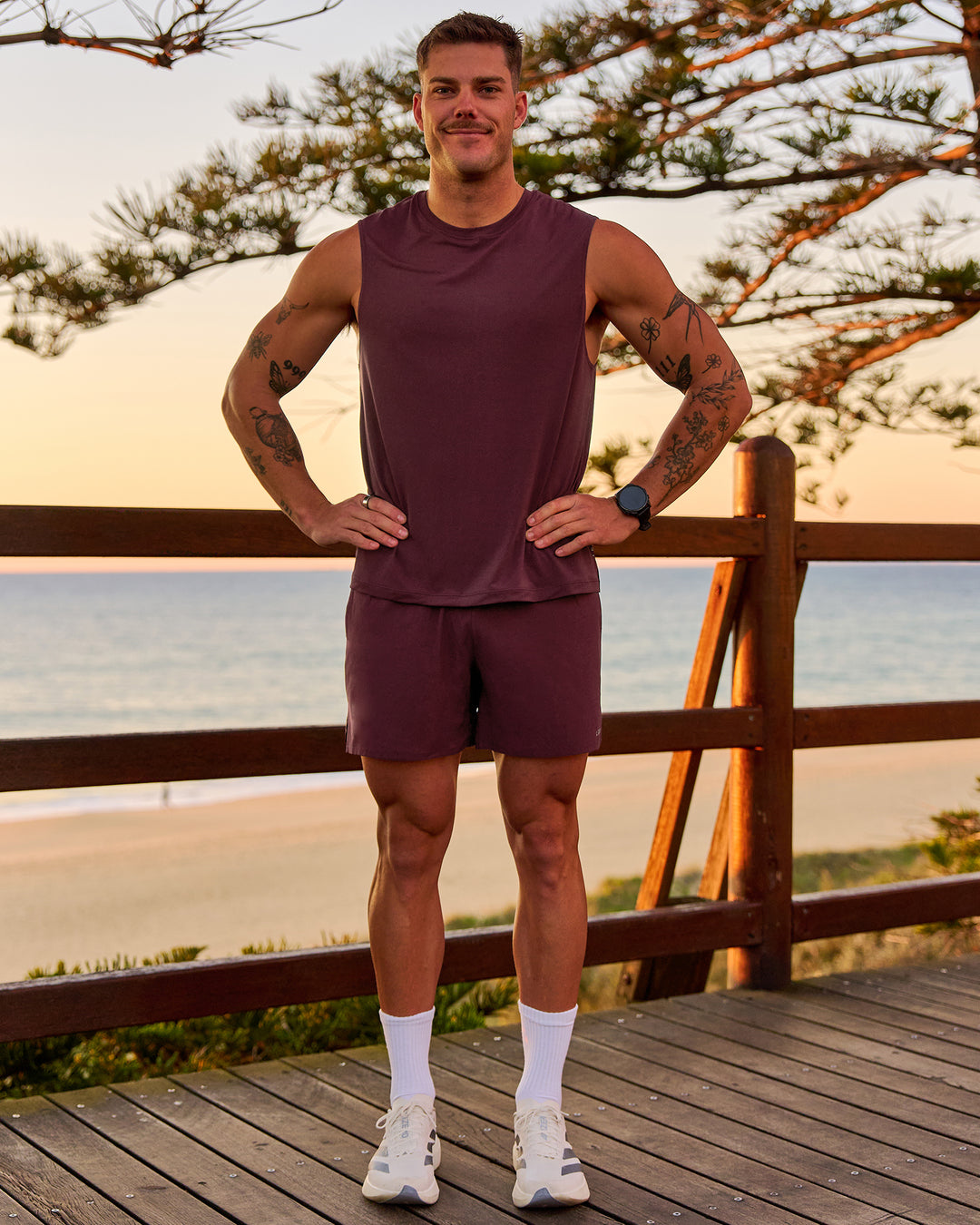 Man wearing Rep Muscle Training Tank - Cherry Lacquer | Model:Riley | Size:L - view 6