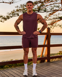 Man wearing Rep Muscle Training Tank - Cherry Lacquer | Model:Riley | Size:L | Thumbnail Index: 5