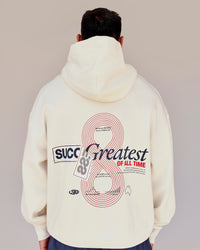 Man wearing Greatest of All Time Heavyweight Oversized Hoodie - Off White | Model:Shane | Size:L | Thumbnail Index: 11