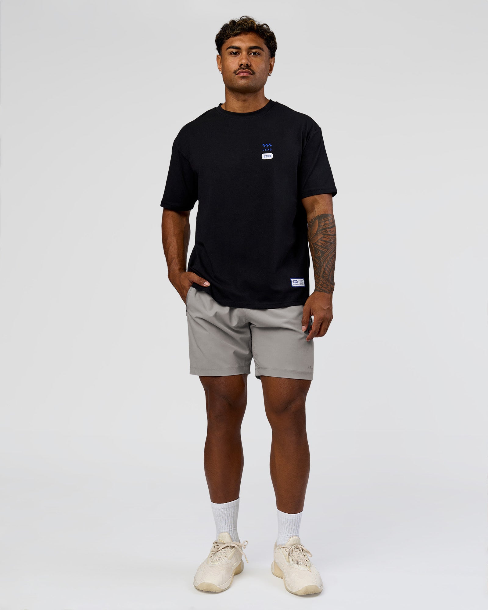 Archive FLXCotton Oversized Tee - Black-Electric Indigo | LSKD