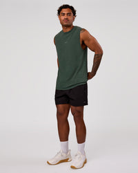 Man wearing Base FLXCotton Tank - Midnight Green Washed | Model:Xav | Size:L | Thumbnail Index: 4
