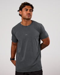 Man wearing Base FLXCotton Tee Oversized - Dark Storm Washed | Model:Xav | Size:L | Thumbnail Index: 0