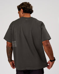 Man wearing Block Heavyweight Oversized Tee  - Onyx-Alloy | Model:Xav | Size:L | Thumbnail Index: 4