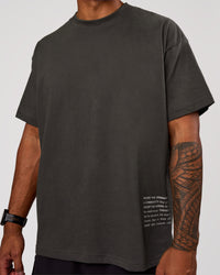 Man wearing Block Heavyweight Oversized Tee  - Onyx-Alloy | Model:Xav | Size:L | Thumbnail Index: 8